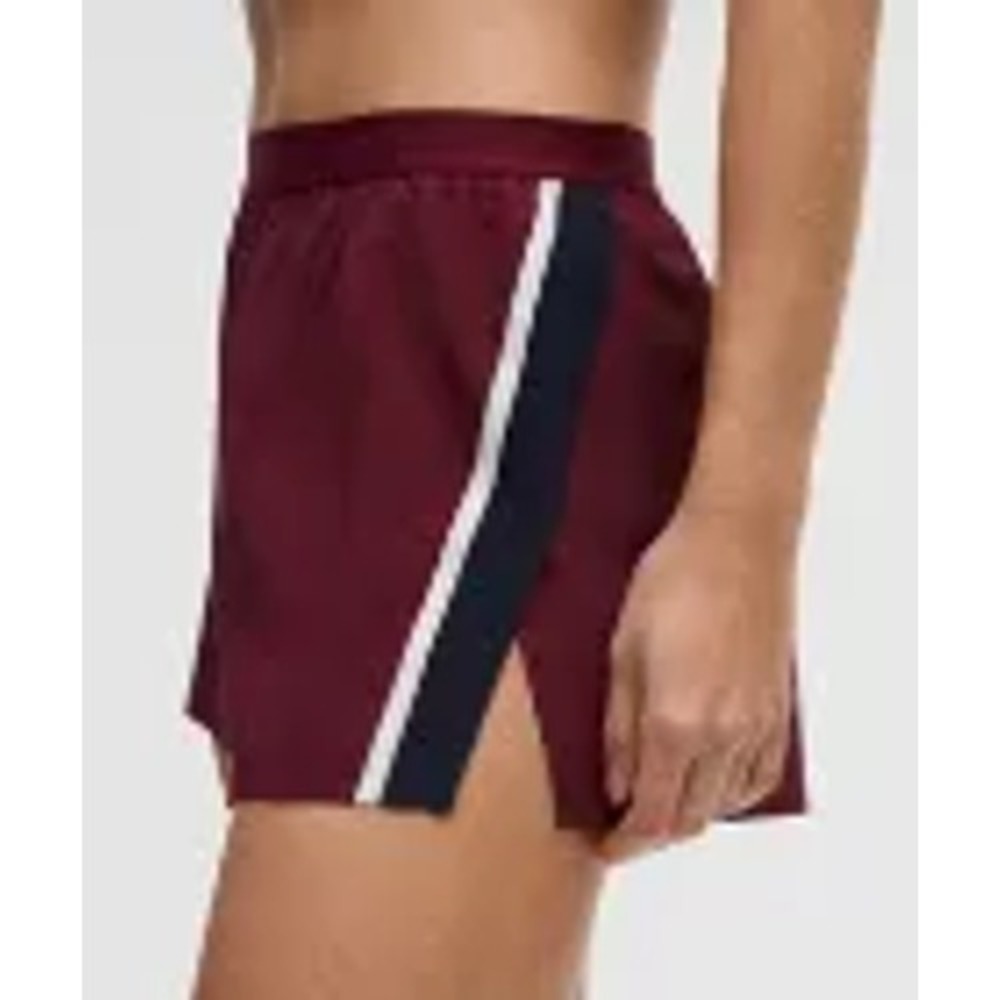 981-Lululemon-High-Rise Split Short 3" Stripe-Burgundy Bay/True Navy/Light Ivory